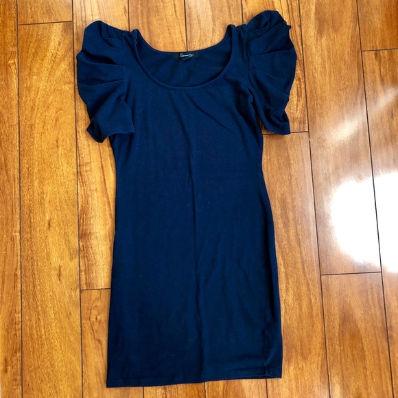 Forever 21 Dresses & Skirts - Navy blue puff sleeve dress